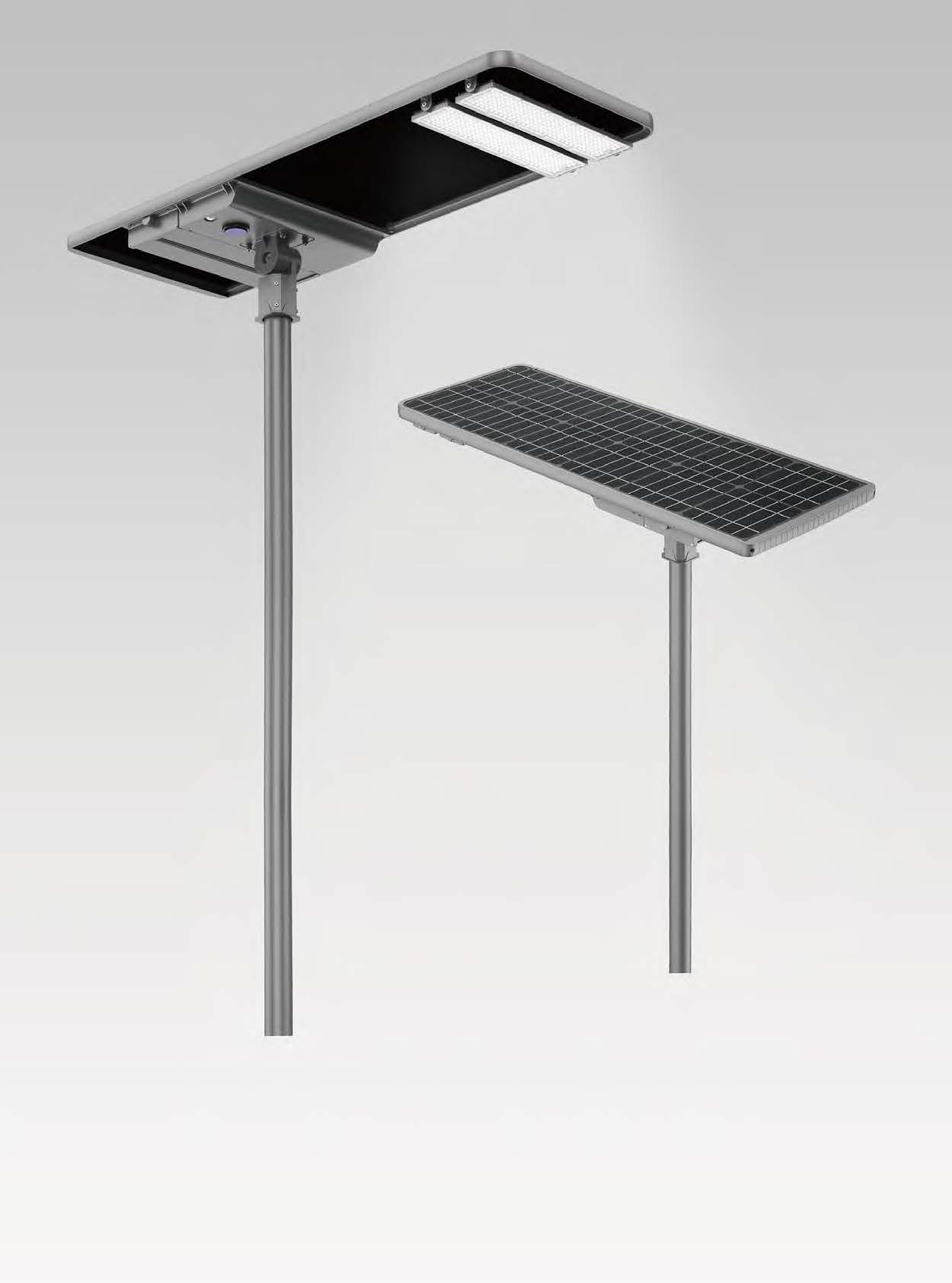 Solar Sunray luminaire front and rear views